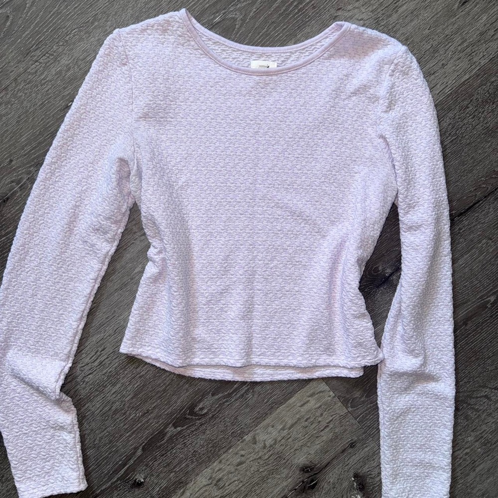 Aerie lilac lavender purple long sleeve cropped top Size M